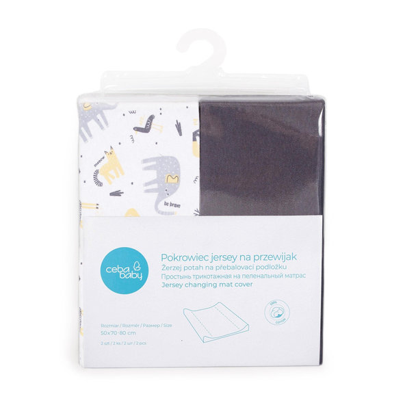 CEBA Poťah na prebaľovaciu podložku 2ks Dark grey+Elephant