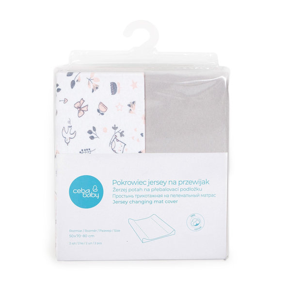 CEBA Poťah na prebaľovaciu podložku 2ks Light grey+Bird World