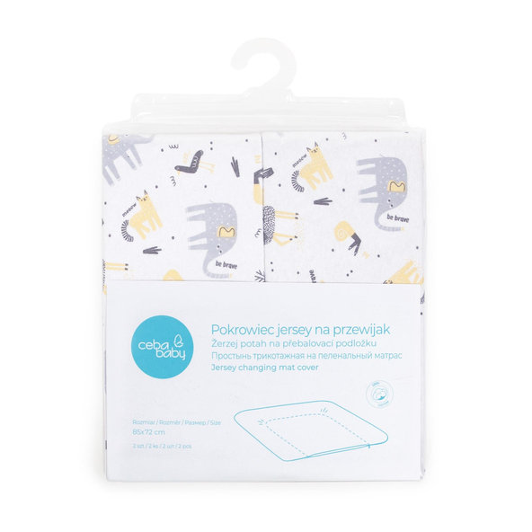 CEBA Poťah na prebaľovaciu podložku mäkkú 2ks Dark grey, Elephant+Light grey, Elephant