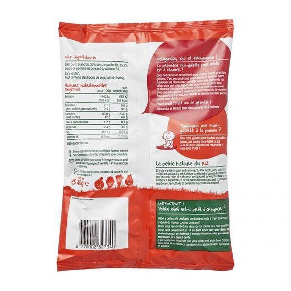 GOOD GOUT BIO Mini ryžové bezlepkové koláčiky s jablkami, 40g