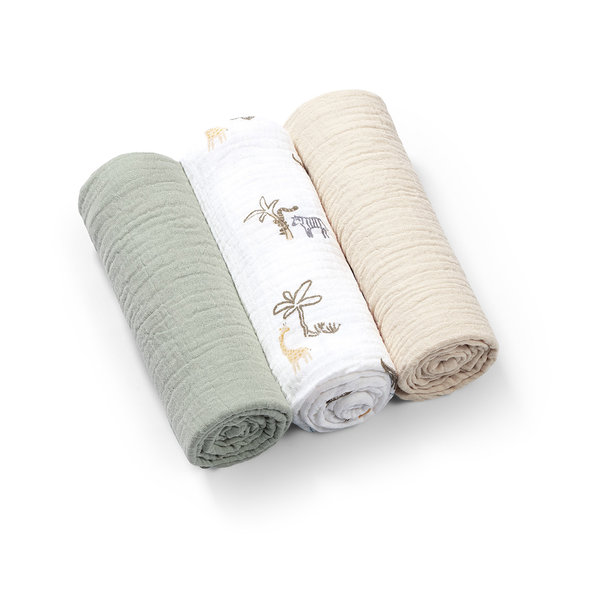 BABYONO Plienky mušelínové Super Soft 70 x 70 cm green 3 ks