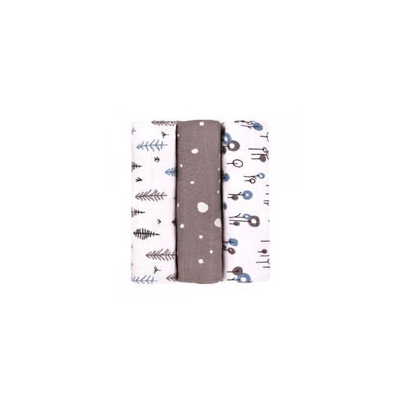 T-TOMI Látkové TETRA plienky, 70 x 70 cm, 3 ks,  grey trees