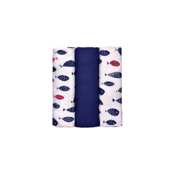 T-TOMI Plienky BIO bambusové 70 x 70 cm, 3 ks, fish