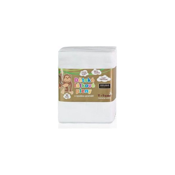 T-TOMI Plienky látkové TETRA 70 x 70, 10 ks, biele, Exclussive Collection