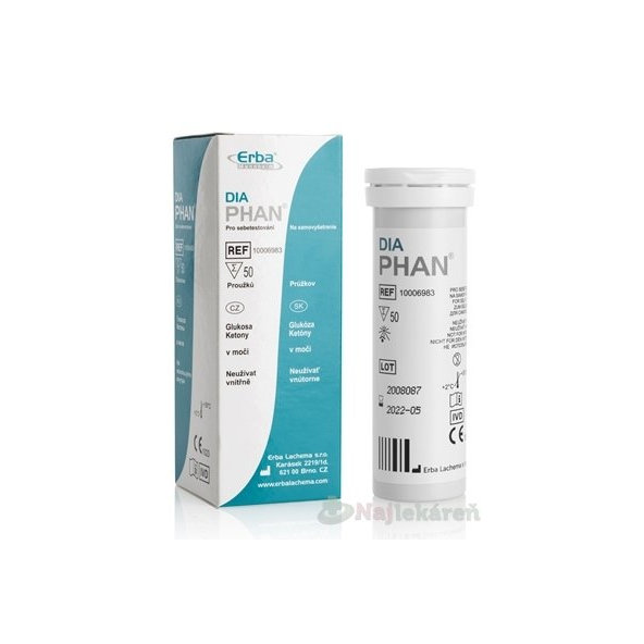 DIAPHAN na samovyšetrenie diagnostické prúžky na moč 50ks