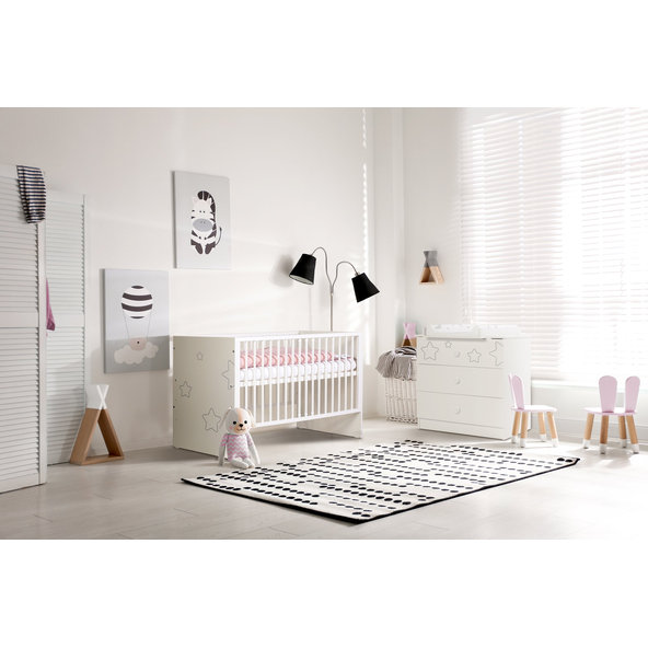 KLUPS Postieľka detská so zábranou Tino biela 120x60 cm