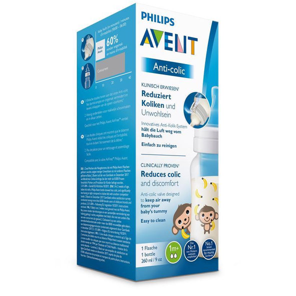 Philips AVENT Fľaša 260 ml Antikolik opica