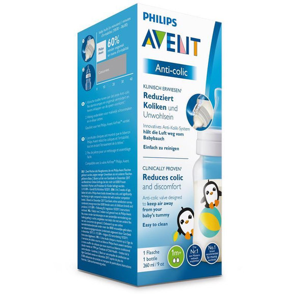 Philips AVENT Fľaša 260 ml Antikolik tučniak