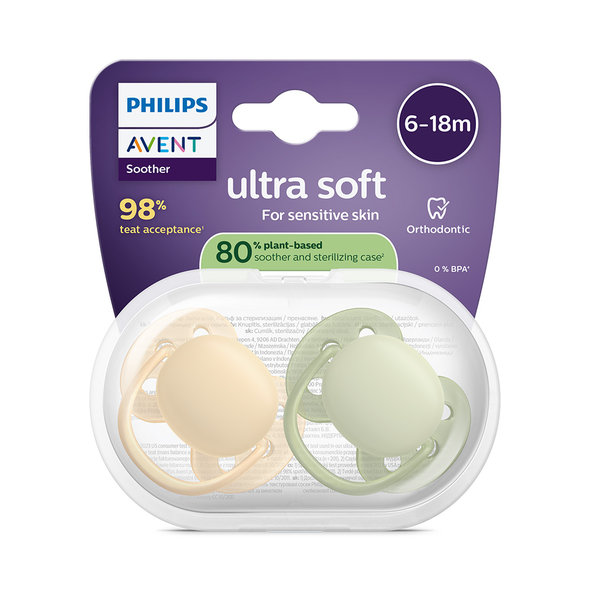 Philips AVENT Cumlík Ultra soft neutral 6-18 m 2 ks
