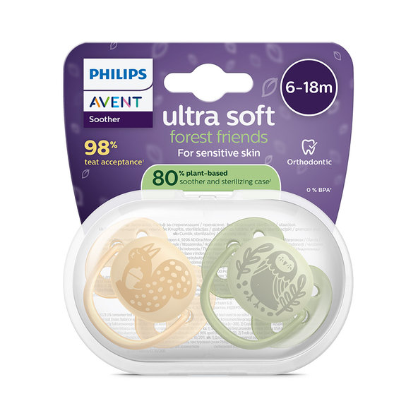Philips AVENT Cumlík Ultra soft s obrázkom 6-18 m neutral 2 ks