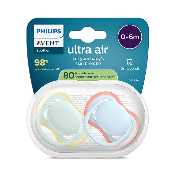 Philips AVENT Cumlík Ultra air 0-6 m modrý/zelený 2ks