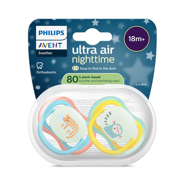 Philips AVENT Cumlík Ultra air s obrázkom nočný 18m+ modrý/žltý 2 ks
