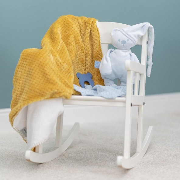 NATTOU Hryzačka silikónová bez BPA s bavlnenou dečkou 28 x 28 cm blue