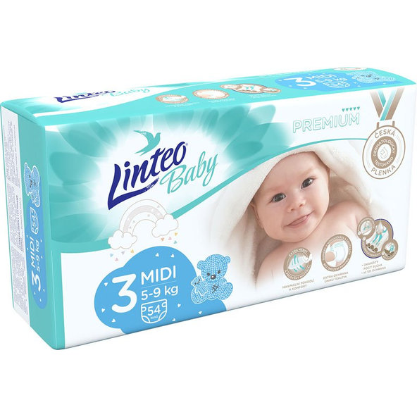 LINTEO BABY Plienky Baby Prémium MIDI (5-9 kg) 54 ks