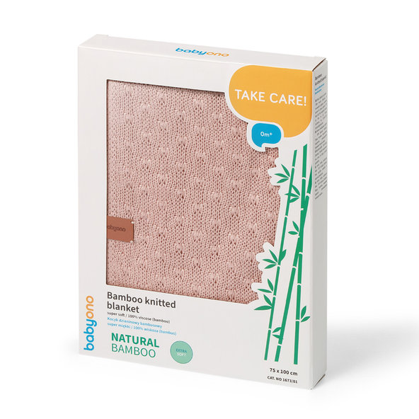 BABYONO Deka pletená bambusová Pink