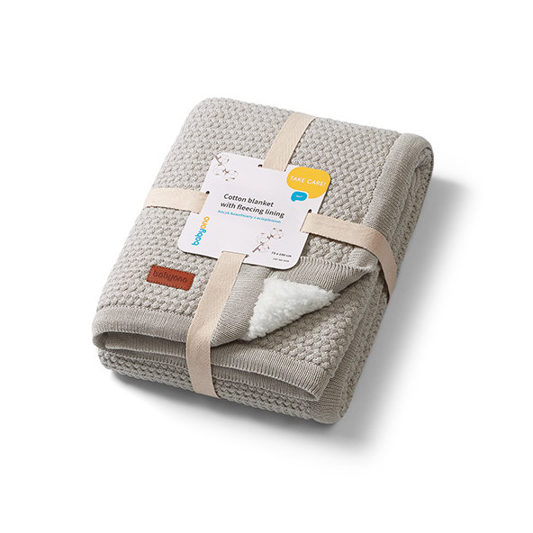 BABYONO Deka bavlnená s fleecovou podšívkou 75 x 100 cm sivá