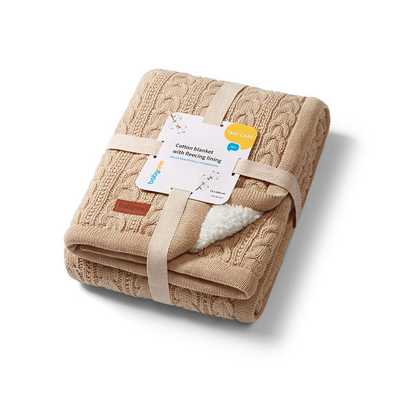 BABYONO Deka bavlnená s fleecovou podšívkou 75 x 100 cm svetlo hnedá