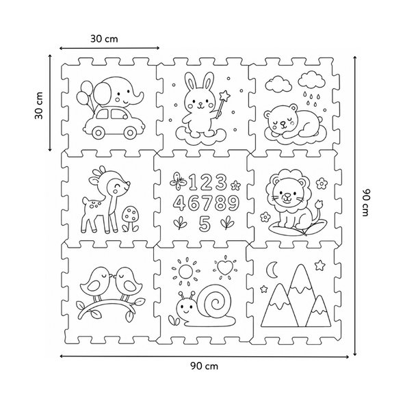 PETITE&MARS Nexli puzzle podložka Forest Friends 9 ks