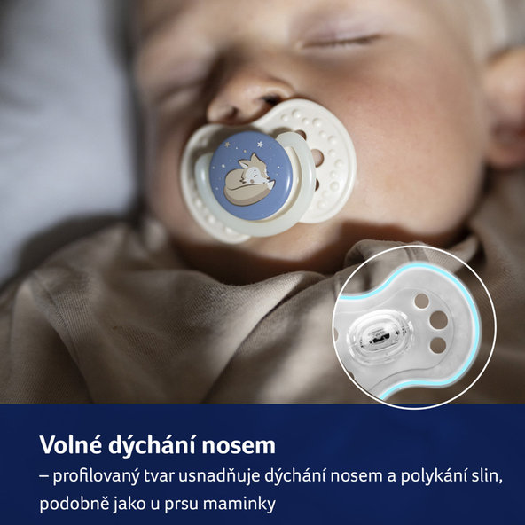 LOVI Cumlík silikónový dynamický Night&Day 0-6 m 2 ks