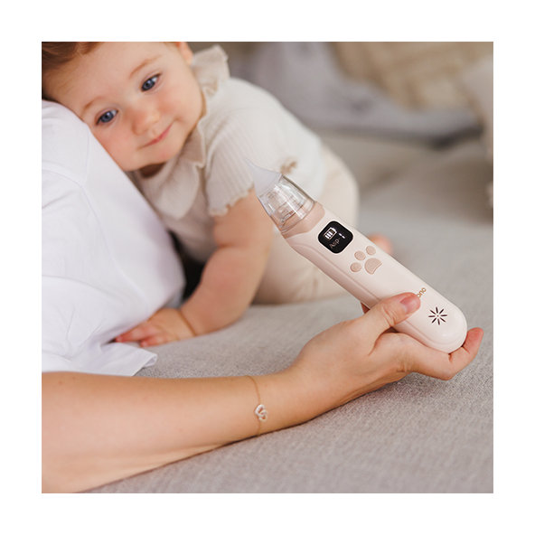 BABYONO Odsávačka nosných hlienov elektronická USB nabíjanie béžová