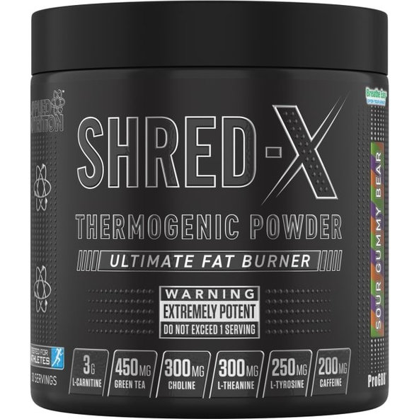Spaľovač tukov Shred X Thermogenic Powder - Applied Nutrition, príchuť kyslé gumené medvedíky, 300g