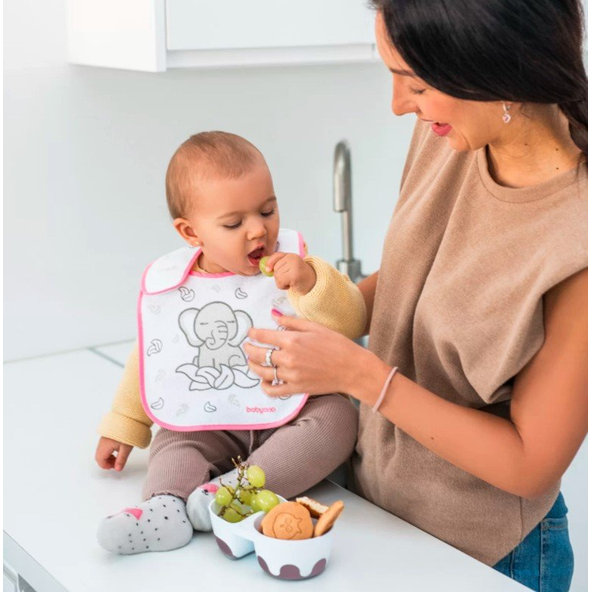 BABYONO Miska 2v1 uzatvárateľná, s lyžičkou 200+150 ml 6 m+ fialová