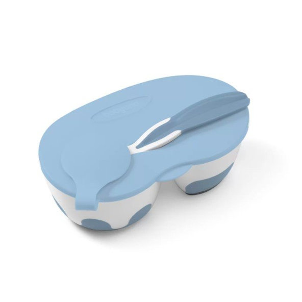 BABYONO Miska 2v1 uzatvárateľná, s lyžičkou 200+150 ml 6 m+ modrá