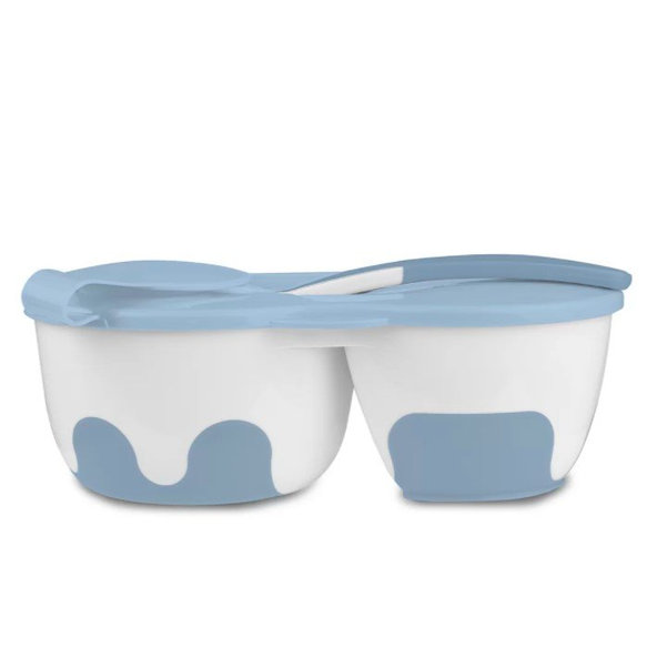BABYONO Miska 2v1 uzatvárateľná, s lyžičkou 200+150 ml 6 m+ modrá
