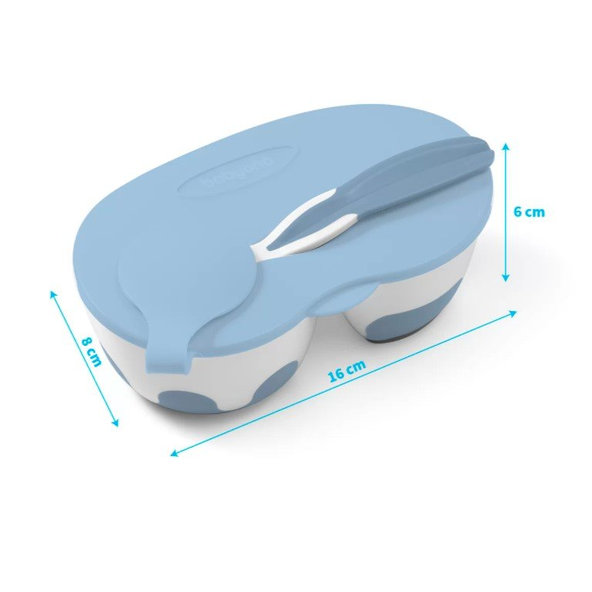 BABYONO Miska 2v1 uzatvárateľná, s lyžičkou 200+150 ml 6 m+ modrá