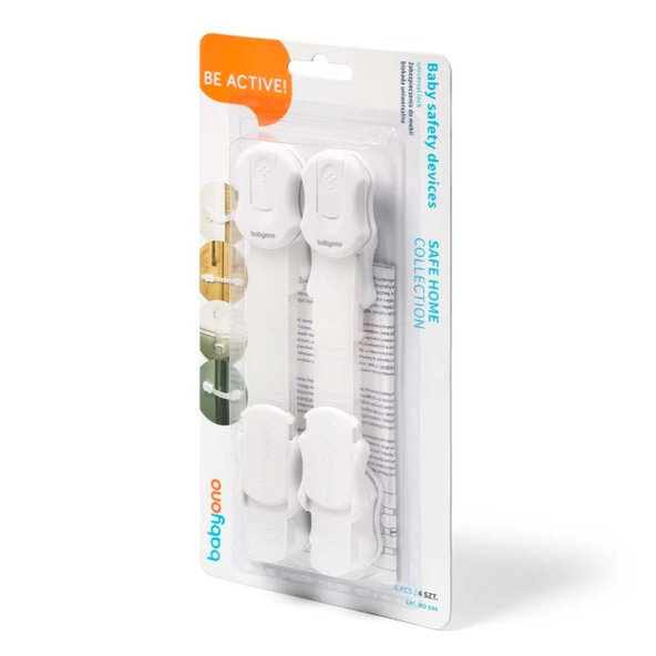 BABYONO Zámky bezpečnostné univerzálne na nábytok, White 4 ks