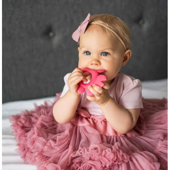 BABYONO Hryzačka silikónovákrab Don 6m+ ružová