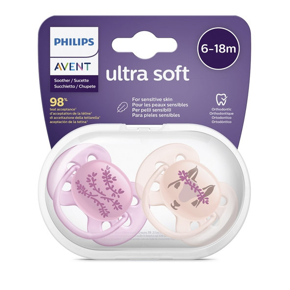 Philips AVENT Cumlík Ultrasoft decor 6-18m dievča 2 ks