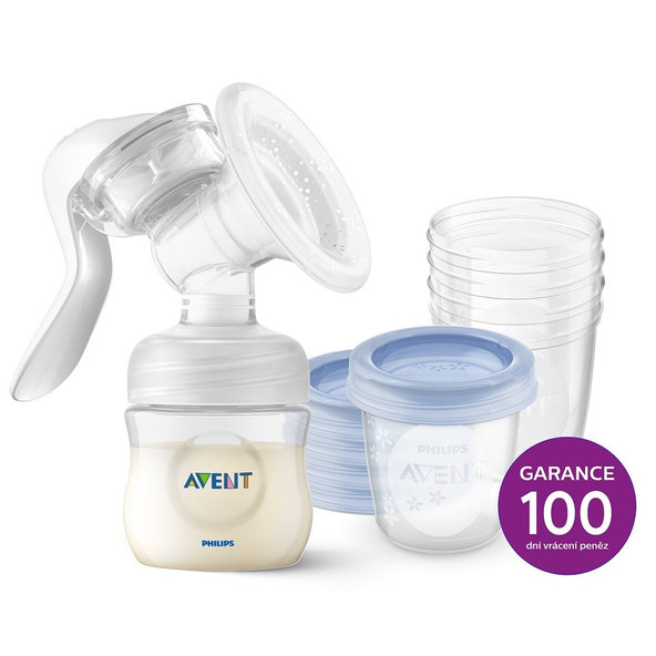 Philips AVENT Odsávačka materského mlieka manuálna + VIA 180 ml 5 ks