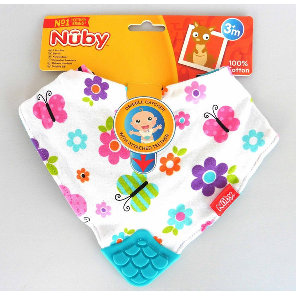 NUBY Slintáčik s hryzadlom 1 ks, 3 m+, zelené lietadielka