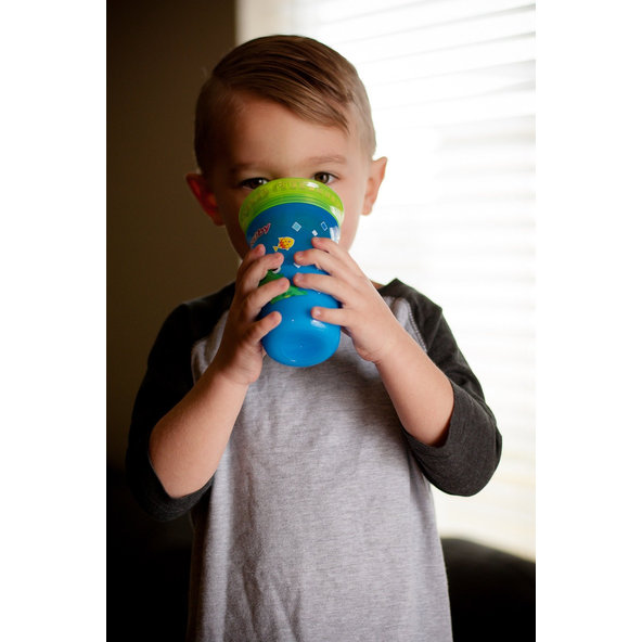 NUBY Hrnček netečúci 360° 300 ml, 6 m+ modrá / zelená