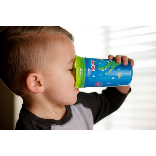 NUBY Hrnček netečúci 360° 300 ml, 6 m+ modrá / zelená