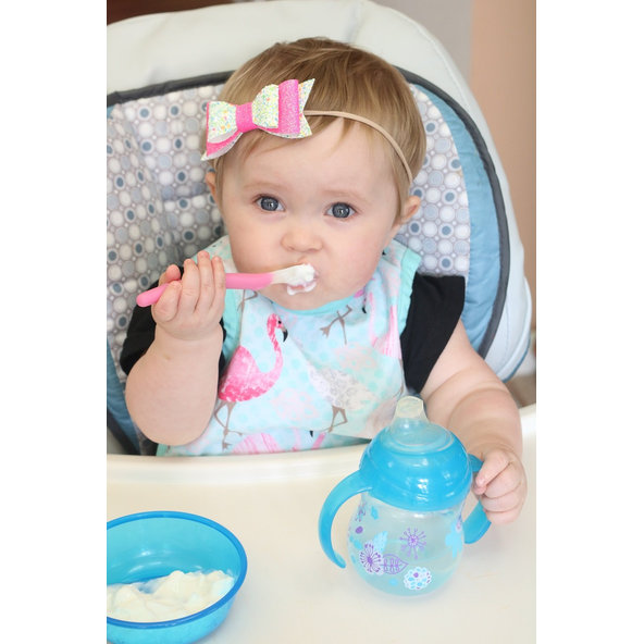 NUBY Lyžička silikónová s puzdrom 3 m+, červená