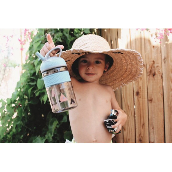 NUBY Fľaša športová 2v1 s tvrdou sklopiteľnou slamkou, 360 ml, modrá, 3+