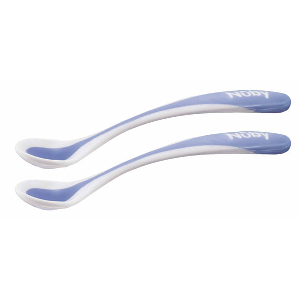 NUBY Lyžička kŕmiaca termo 2 ks, 3 m+ modrá