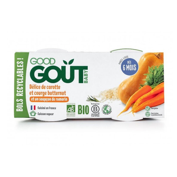 2x GOOD GOUT BIO Pyré z maslovej tekvice a mrkvy 190 g