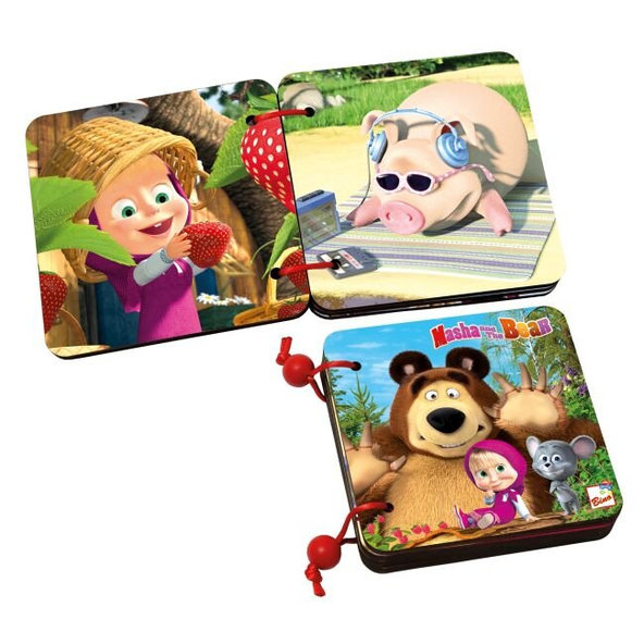 BINO Máša a medveď drevená knižka, farebná