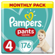 PAMPERS Pants 4 Active Baby Dry 176 ks (9-15 kg) MESAČNÁ ZÁSOBA - plienkové nohavičky