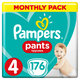 PAMPERS Pants 4 Active Baby Dry 176 ks (9-15 kg) MESAČNÁ ZÁSOBA - plienkové nohavičky
