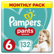 PAMPERS Pants 6 Active Baby Dry 132 ks (15+ kg) MESAČNÁ ZÁSOBA - plienkové nohavičky