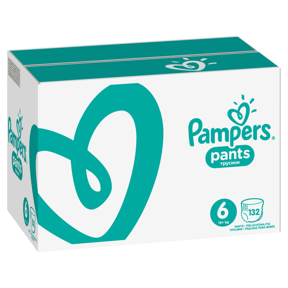 PAMPERS Pants 6 Active Baby Dry 132 ks (15+ kg) MESAČNÁ ZÁSOBA - plienkové nohavičky