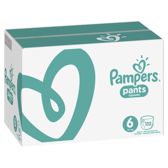PAMPERS Pants 6 Active Baby Dry 132 ks (15+ kg) MESAČNÁ ZÁSOBA - plienkové nohavičky