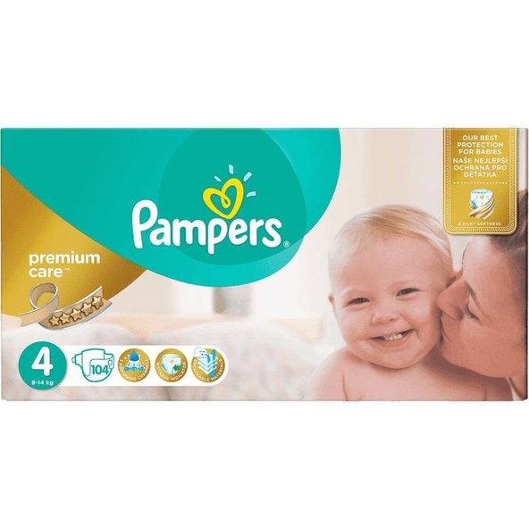 PAMPERS Premium Care 4 MAXI 104 ks (9-14 kg) MEGA Box - jednorazové plienky