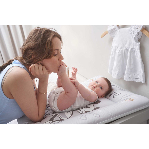 CEBA Podložka prebaľovacia mäkká na komodu 50x70 Disney Minnie & Mickey Grey