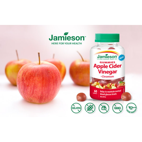 Jamieson Jablčný ocot s chrómom kontrola hmotnosti 60 pastiliek