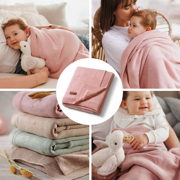 BABYONO Deka z prírodnej bavlny 75 × 100 cm 0m+ pink